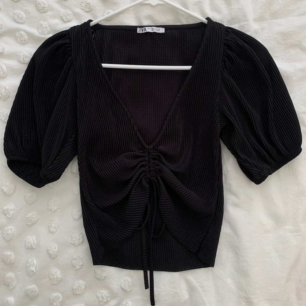 Zara - Black Sheer Crop Top
